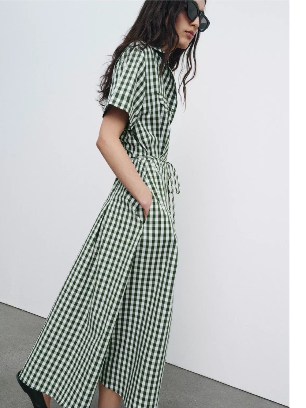 ZARA GINGHAM CHECK SHIRT DRESS ZW COLLECTION